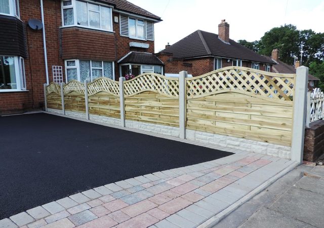 Driveway Fence with Concrete Posts